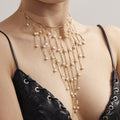 Stainless Steel Fringe Tassel Necklace Pearl Shell Bead Styles view 1