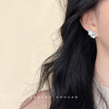 White Rose Pearl Crystal Cluster Studs Gold Silver Tones view 4