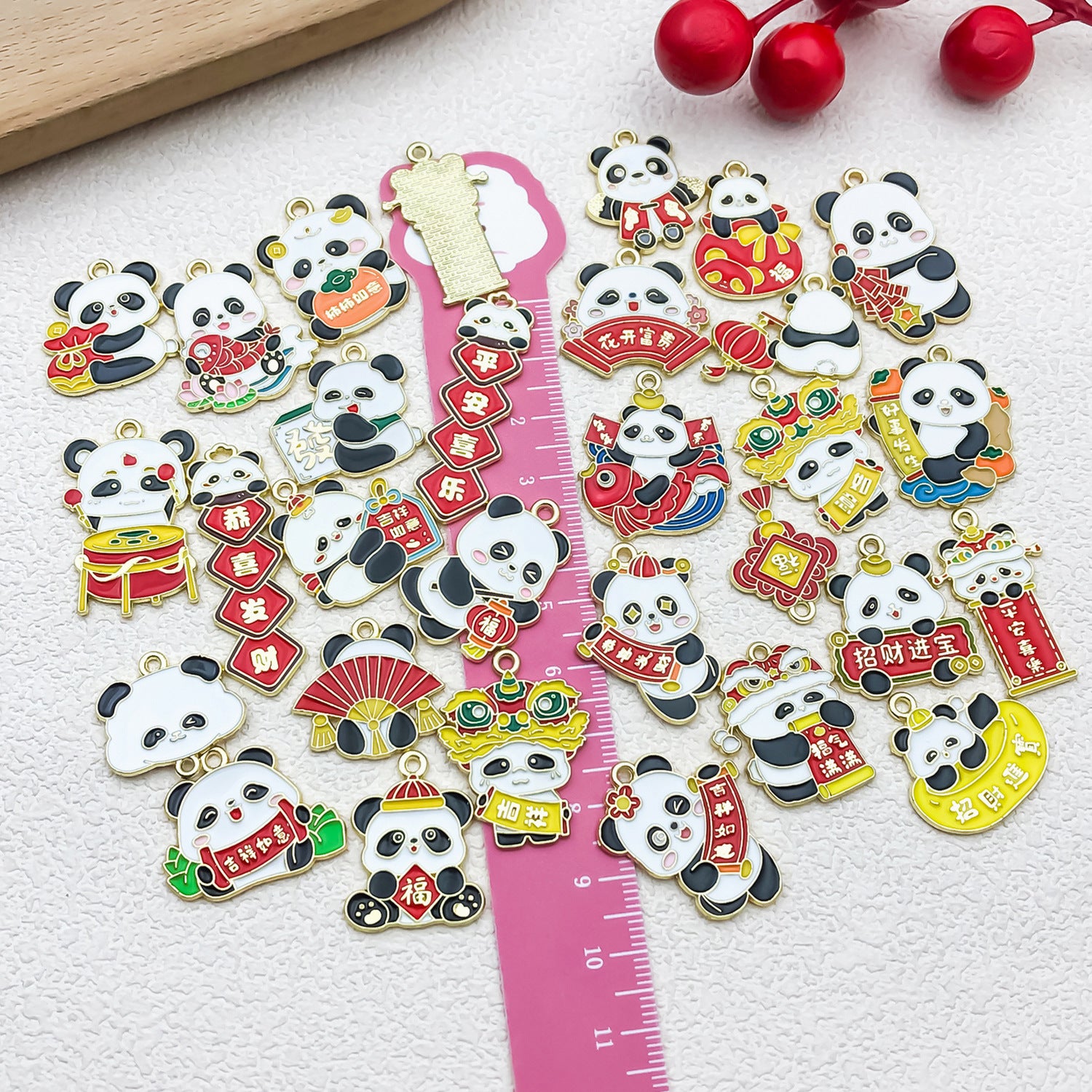 Enamel Zinc Alloy Panda Bear Cat Charm Pendant for Chinese Style DIY Necklace Keychain Jewelry