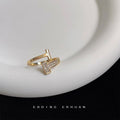 Gold Tone Open Adjustable T-Bar Pave Crystal Finger Ring view 3