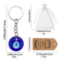 Blue Turkish Evil Eye Round Glass Keychain Ring Metal Charm view 2