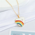 Gold Tone Rainbow Heart Pendant Necklaces in Seven Colors view 10