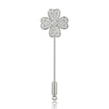 Long Four Leaf Clover Stick Pin In Silver Or Gold Tone view 5