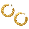 Large Twisted Rope C-Hoop Earrings Gold and Steel Pair view 5