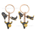 Black Gold Western Hat Boot and Floral Longhorn Keychain Pair view 5