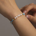Turquoise Freshwater Pearl Bead Necklace Bracelet Gold Tone view 4