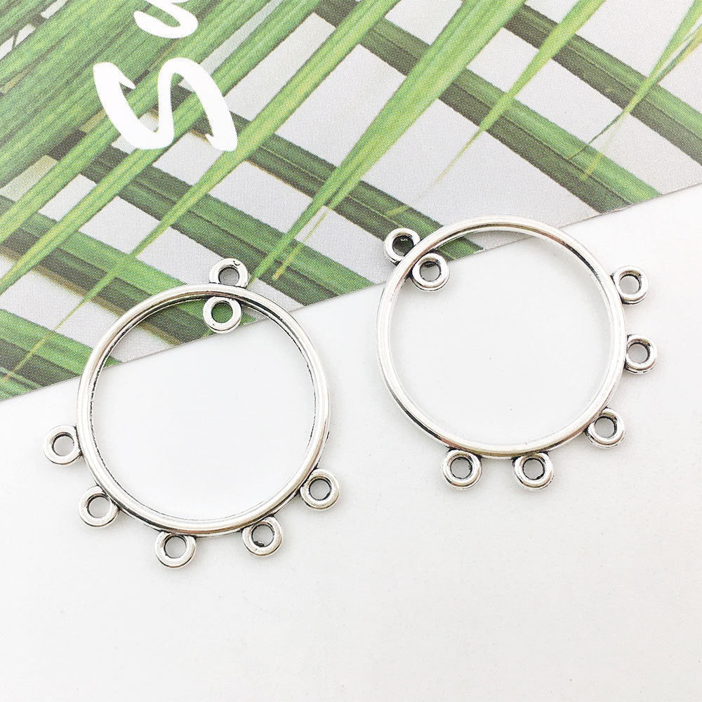 Vintage Zinc Alloy Teardrop Heart Flower Multi Hole Earring Connector Charms for DIY Jewelry