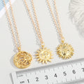 Gold Tone Celestial Sun and Moon Face Pendant Necklaces in Three Designs view 2