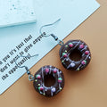 Donut Drop Earrings with Colorful Icing and Silver Tone Hooks view 5