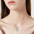 Silver Mother Baby Hug Heart Pendant Necklace Clear CZ view 3