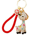Jeweled Giraffe Keychains in White Pink and Blue with Braided Loops view 5