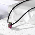 Black Cord Donut Bead Natural Stone Necklaces in Sixteen Colors view 3