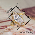 Marquise Clear Solitaire Floral Cluster Ring In Gold Tone view 4