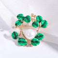 Green Leaf Wreath Brooch With Red or White Round Bead view 6