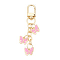 Pink Triple Butterfly Charm Keychain With Gold-Tone Lobster Clasp view 5