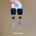 Black Green And Lilac Geometric Drop Earrings Fashion Jewelry view 2