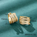 Layered Curved Multi-Rail Wide Huggie Earrings In Two Metal Tones view 4