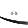 Gray Pearl Stud Earrings in Four Graduated Round Sizes view 5
