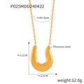 U-Shape Horseshoe Pendant Necklace And Hoop Earrings Gold Steel view 6
