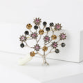 Multicolor Crystal Tree Brooch with Branching Metal Frame view 4