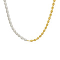 Gold Oval Bead Freshwater Pearl Half Half Choker Necklace view 5