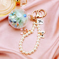 Clear Flower Globe Keychains with Pearl Loops in Six Colors plus Assorted view 1