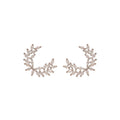 Silver Tone Crystal Leaf Crescent Ear Climber Stud Earrings view 5