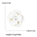 Enamel Camellia Flower Brooch Gold Edge Clear Center Crystal view 6