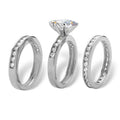 Marquise Center Stone Three Row Pavé Ring Set in Silver Tone view 2