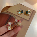 Multicolor Crystal Petal Cluster Statement Stud Earrings view 3