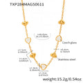 Gold Stainless Steel Heart Czech Glass Necklace Bracelet Earrings view 9