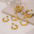 Geometric Chain C-Hoop Cast Earrings Gold Steel Styles view 3