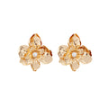 Sculpted Metallic Flower Pearl Look Statement Stud Earrings view 5