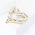 Double Heart Pearl and Crystal Brooch in Gold or Silver Tone view 3