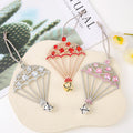 Rhinestone Parachute Bell Hanging Ornament Red Clear Pink view 4