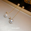 White Pearl Threader Drop Earrings For Women Jewelry view 4