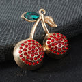Rhinestone Double Cherry Charm Pendant Gold Tone Five Colors view 4