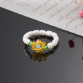 Faux Pearl Beaded Crystal Flower Stretch Rings in Eight Colors view 8