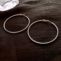 Slim Metal Round Hoop Earrings in Gold and Silver Tones view 9