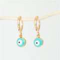 Round Evil Eye Huggie Drop Earrings in Fourteen Color Finishes view 9