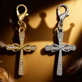Rhinestone Infinity Cross Lobster Clasp Charm Gold Silver view 3
