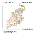 Crystal Peacock Brooch with Draped Pearl Feather Tail view 5