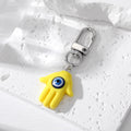 Silver Tone Resin Hamsa Evil Eye Clip Keychains in Nine Colors view 8