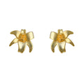 Gold Matte Frosted Flower Stud Earrings Five Petal view 5