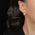 Cluster Ball Stud Earrings Oval Metal Discs Gold And Silver view 2