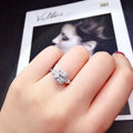Silver Tone Square Clear Stone Three Stone Ring Statement Jewelry view 4