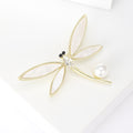 Gold Tone White Shell Wing Dragonfly Brooch Pearl Accent view 4