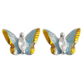 Gold Tone Blue Yellow Painted Butterfly Stud Earrings For Women view 5