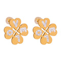 Gold Clover LOVE Letter Stud Earrings Crystal Accent Design view 5