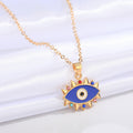 Gold Tone Spiked Crystal Evil Eye Pendant Necklaces in Five Colors view 5